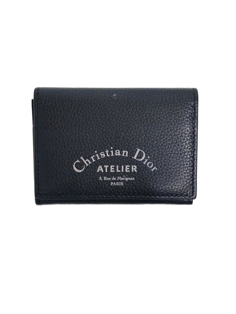 Christian Dior ATELIER Card Case Wallet Leather Black